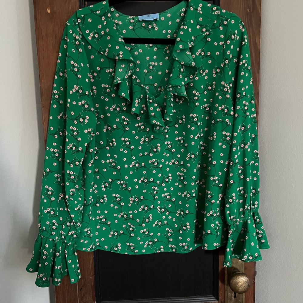CeCe Green Floral Blouse - Picture 2 of 3